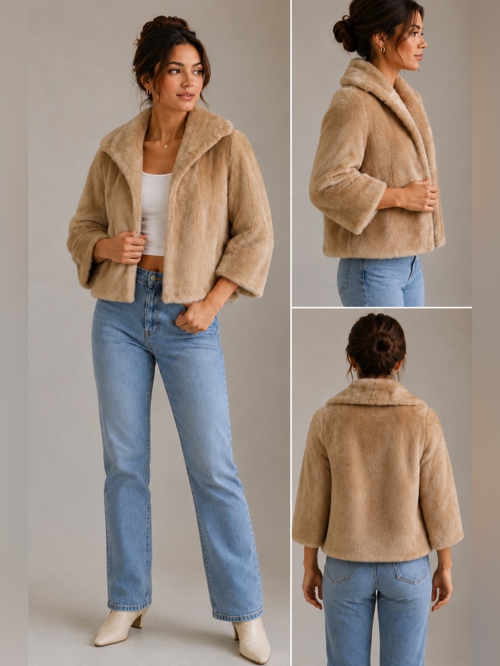 Vintage Frost Brothers Luxurious Cream Faux Fur Coat